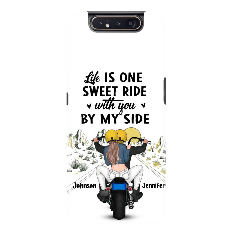 Personalized Couple Biker Phone Case - Gift Idea For Him/Gift To Husband From Wife - Life Is One Sweet Ride With You By My Side - Case For iPhone/Samsung