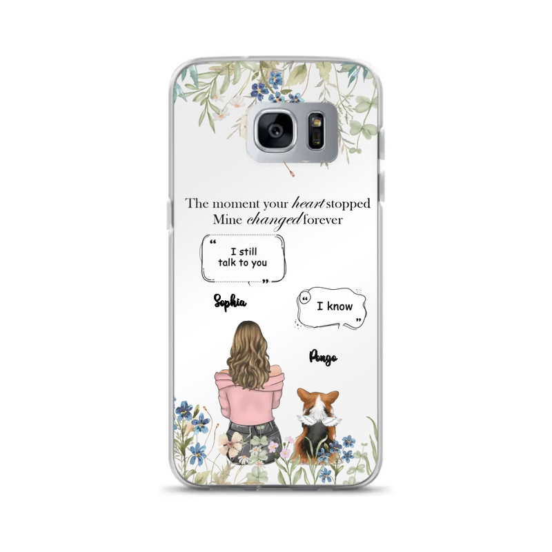 Personalized Memorial Dog Mom Phone Case - Up to 4 Dogs - Gift Idea for Dog Lovers/Owners - The Moment Your Heart Stopped Mine Changed Forever - Case For iPhone/Samsung