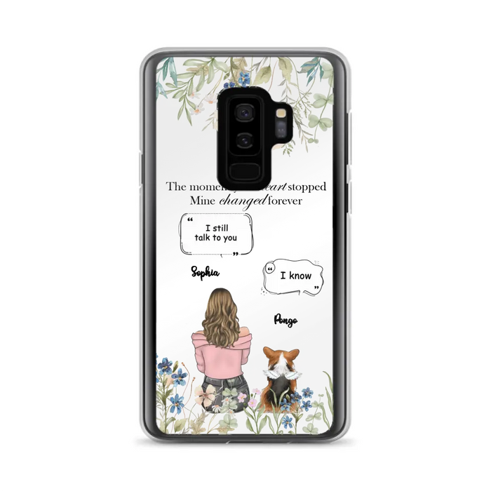 Personalized Memorial Dog Mom Phone Case - Upto 4 Dogs - Gift Idea for Dog Lovers/Owners - The Moment Your Heart Stopped Mine Changed Forever - Case For iPhone/Samsung