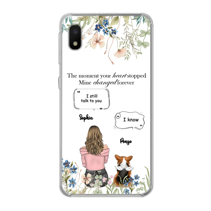 Personalized Memorial Dog Mom Phone Case - Upto 4 Dogs - Gift Idea for Dog Lovers/Owners - The Moment Your Heart Stopped Mine Changed Forever - Case For iPhone/Samsung