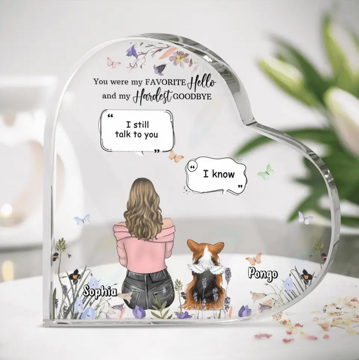 Personalized Memorial Dog Crystal Heart - Upto 4 Dogs - Gift Idea for Dog Lovers/Owners - You Were My Favorite Hello And My Hardest Goodbye