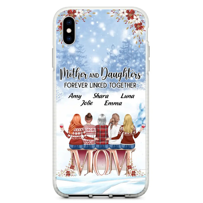 Personalized Mom Phone Case - Mother With Upto 4 Daughters - Gift Idea For Mother's Day From Daughter - Mother And Daughters Forever Linked Together - Case For iPhone/Samsung