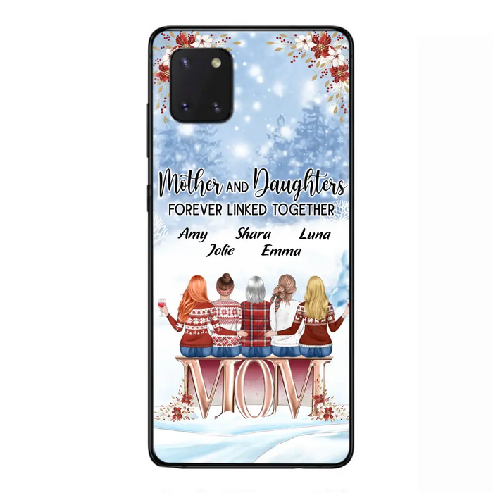 Personalized Mom Phone Case - Mother With Upto 4 Daughters - Gift Idea For Mother's Day From Daughter - Mother And Daughters Forever Linked Together - Case For iPhone/Samsung