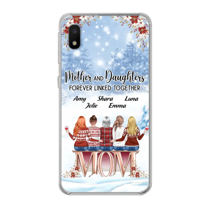 Personalized Mom Phone Case - Mother With Upto 4 Daughters - Gift Idea For Mother's Day From Daughter - Mother And Daughters Forever Linked Together - Case For iPhone/Samsung