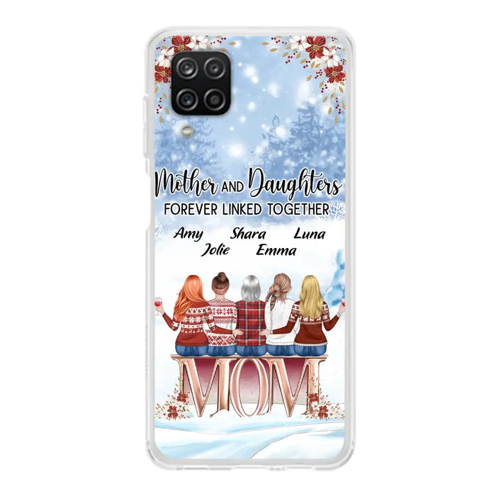 Personalized Mom Phone Case - Mother With Upto 4 Daughters - Gift Idea For Mother's Day From Daughter - Mother And Daughters Forever Linked Together - Case For iPhone/Samsung