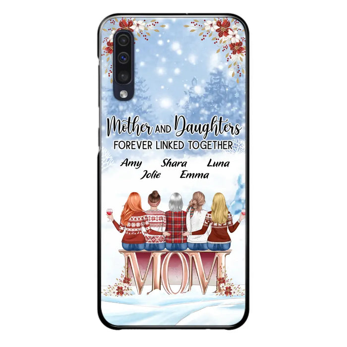 Personalized Mom Phone Case - Mother With Upto 4 Daughters - Gift Idea For Mother's Day From Daughter - Mother And Daughters Forever Linked Together - Case For iPhone/Samsung