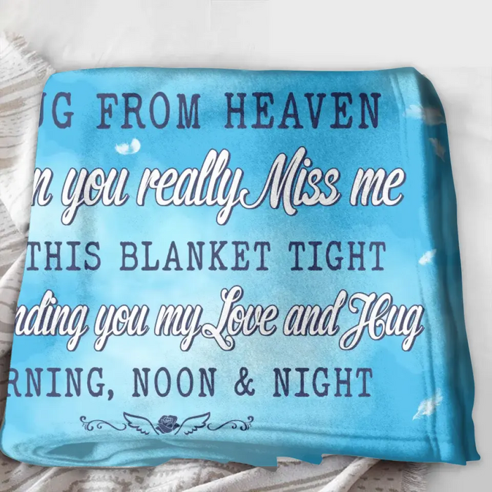 Personalized Memorial Quilt/Single Layer Fleece Blanket - Upload Photo - Memorial Gift Idea For Family Member - A Hug From Heaven