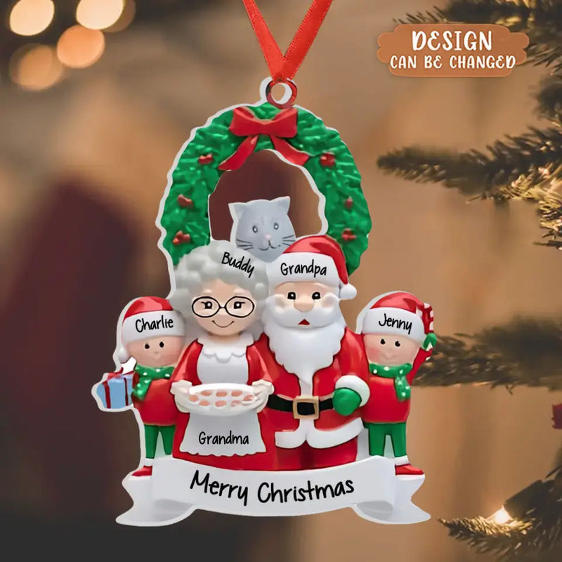 Personalized Grandparents Acrylic Ornament - Up to 6 People - Christmas Gift Idea for Family/Granpa/Grandma - Merry Christmas