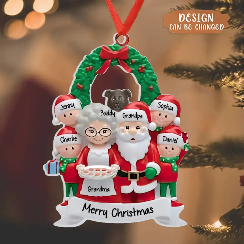 Personalized Grandparents Acrylic Ornament - Up to 6 People - Christmas Gift Idea for Family/Granpa/Grandma - Merry Christmas