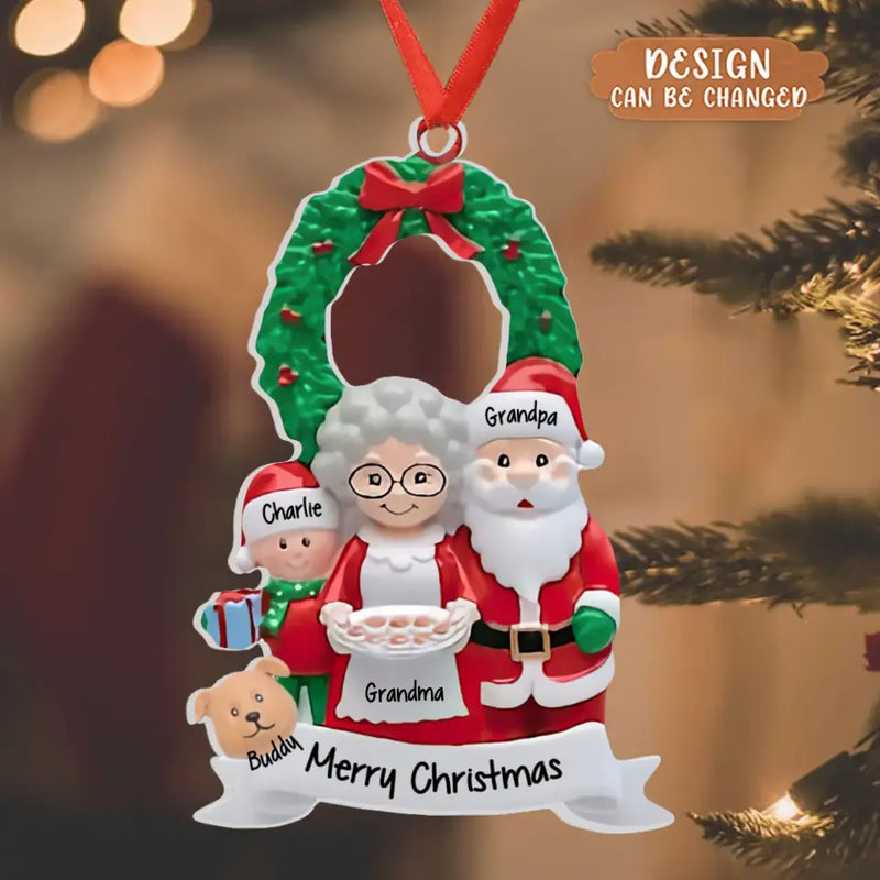 Personalized Grandparents Acrylic Ornament - Up to 6 People - Christmas Gift Idea for Family/Granpa/Grandma - Merry Christmas