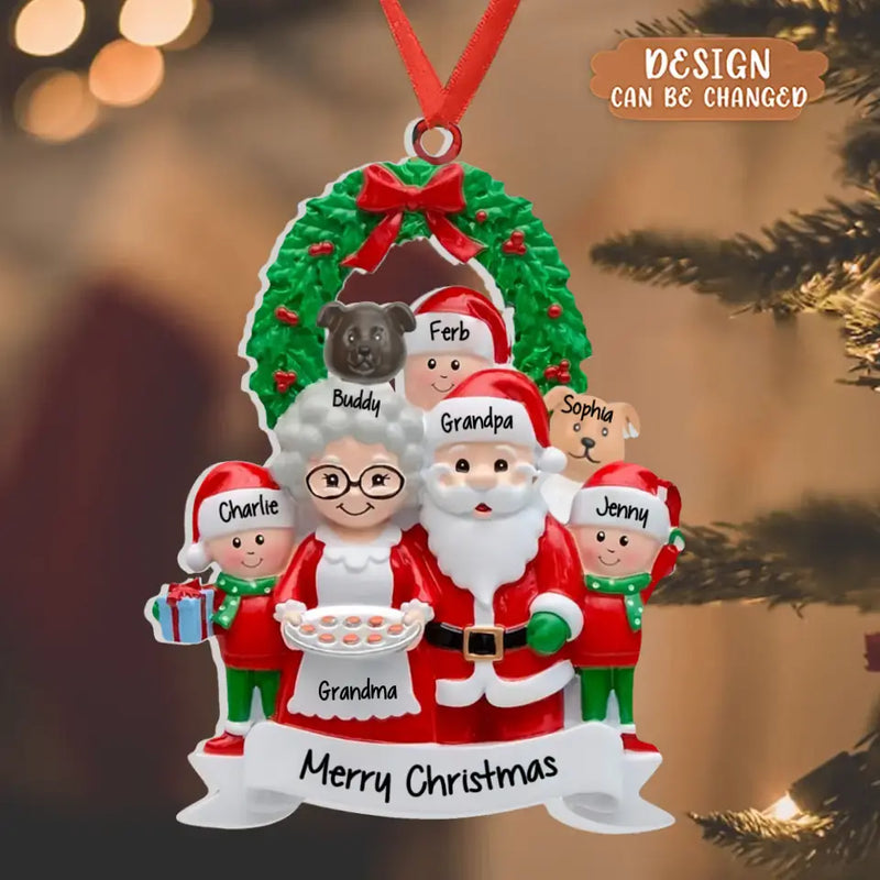 Personalized Grandparents Acrylic Ornament - Up to 6 People - Christmas Gift Idea for Family/Granpa/Grandma - Merry Christmas