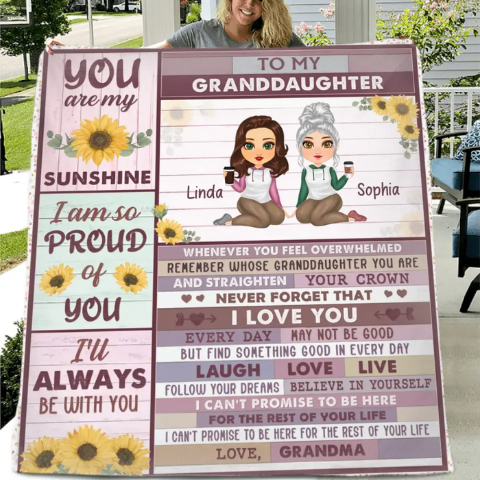 Personalized To My Granddaughter Quilt/Single Layer Fleece Blanket - Gift Idea For Granddaughter - You Are My Sunshine