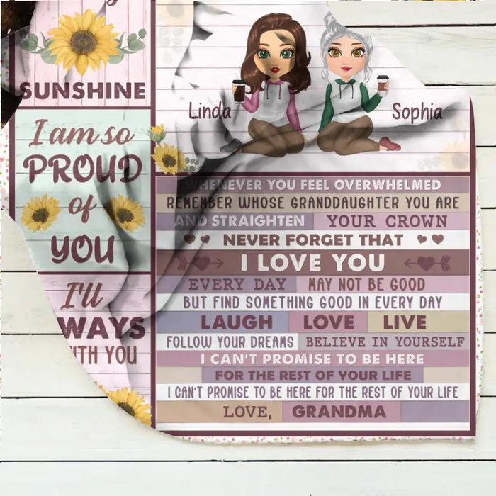 Personalized To My Granddaughter Quilt/Single Layer Fleece Blanket - Gift Idea For Granddaughter - You Are My Sunshine