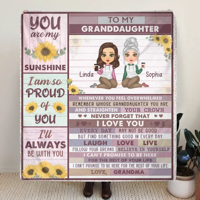 Personalized To My Granddaughter Quilt/Single Layer Fleece Blanket - Gift Idea For Granddaughter - You Are My Sunshine