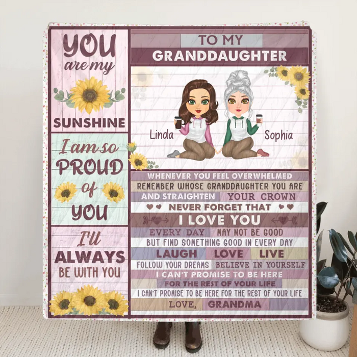 Personalized To My Granddaughter Quilt/Single Layer Fleece Blanket - Gift Idea For Granddaughter - You Are My Sunshine