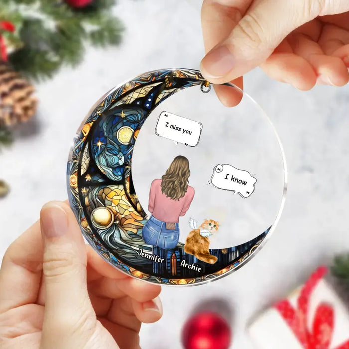 Custom Personalized Memorial Pet Circle Acrylic Ornament - Christmas Memorial Gift Idea For Dog/Cat/Rabbit Owners