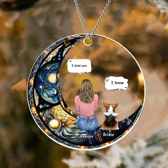 Custom Personalized Memorial Pet Circle Acrylic Ornament - Christmas Memorial Gift Idea For Dog/Cat/Rabbit Owners - I Miss You