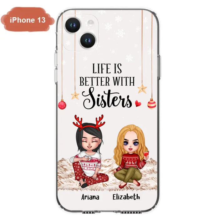 Custom Personalized Besties Phone Case - Gift Idea For Friends/Sisters/Besties - Life Is Better With Sisters - Upto 5 People - Case For iPhone/Samsung