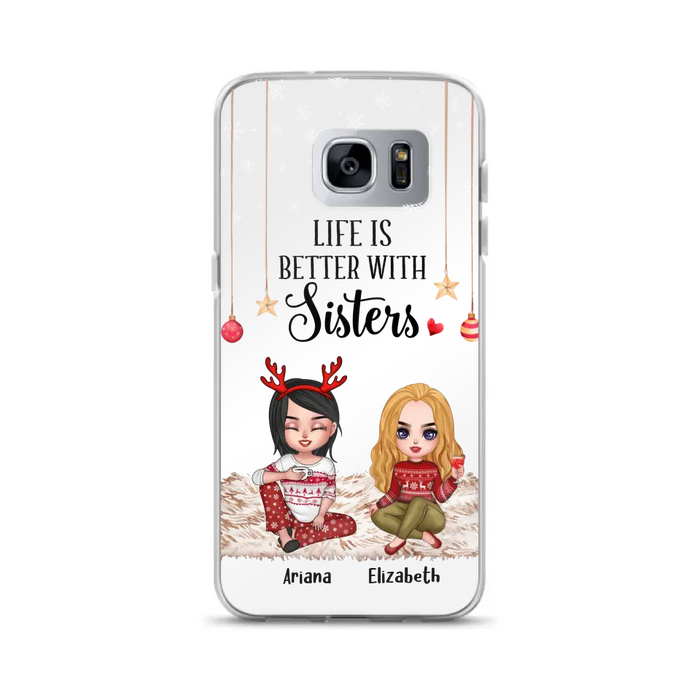 Custom Personalized Besties Phone Case - Gift Idea For Friends/Sisters/Besties - Life Is Better With Sisters - Upto 5 People - Case For iPhone/Samsung