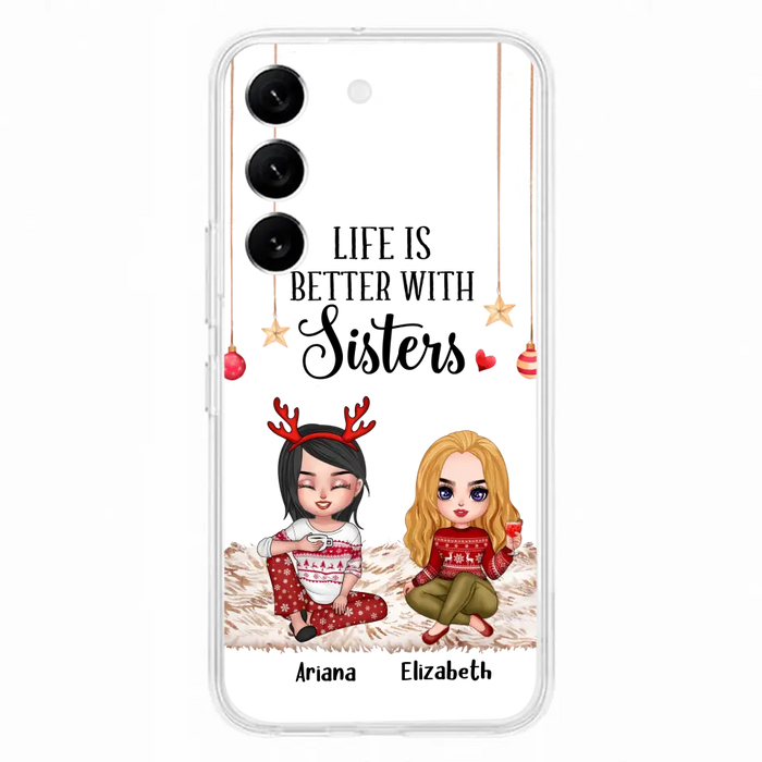 Custom Personalized Besties Phone Case - Gift Idea For Friends/Sisters/Besties - Life Is Better With Sisters - Upto 5 People - Case For iPhone/Samsung