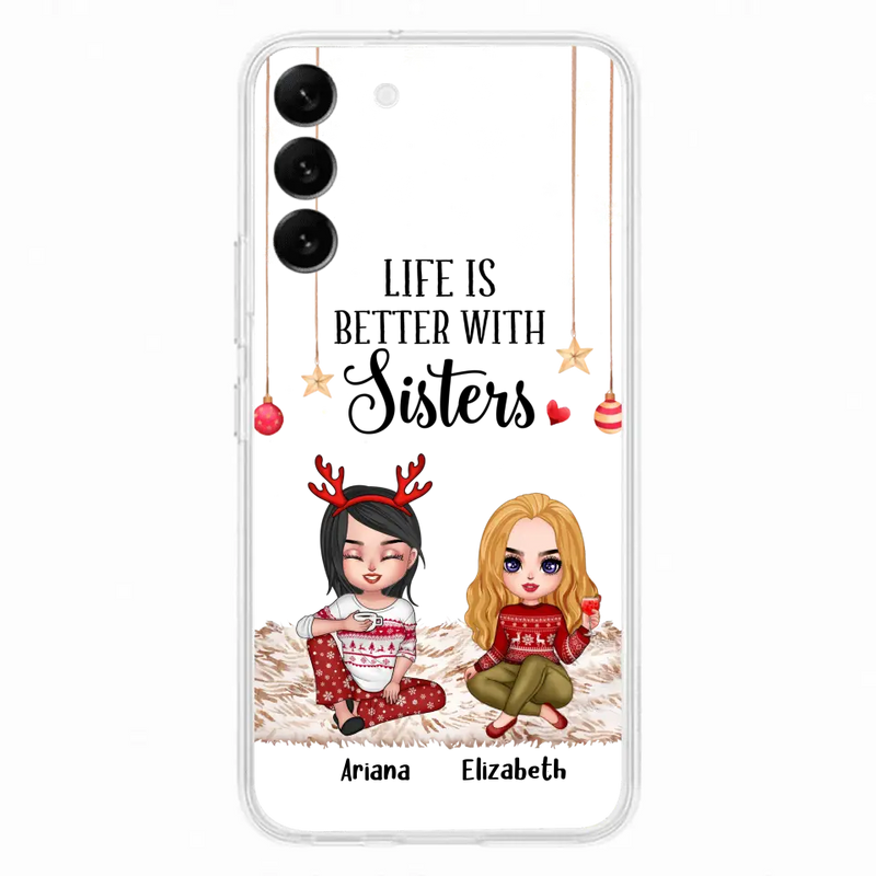 Personalized Besties Phone Case - Gift Idea For Friends/Sisters/Besties - Life Is Better With Sisters - Up to 5 People - Case For iPhone/Samsung