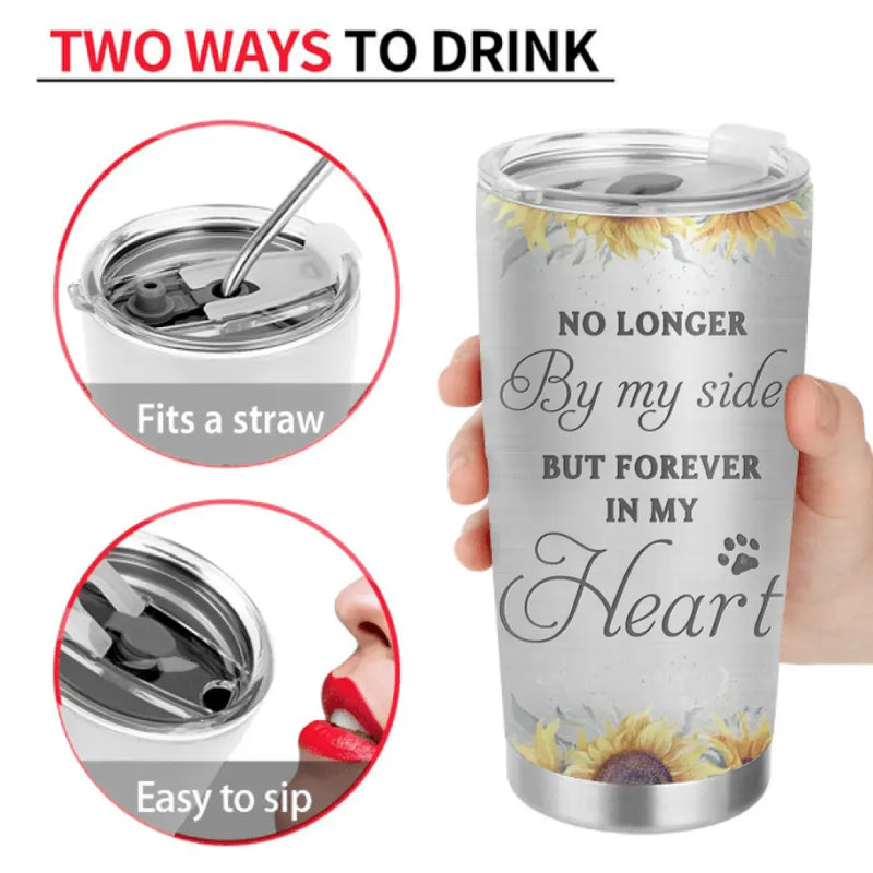 Custom Memorial Dog Mom Tumbler - Up to 4 Dogs - Memorial Gift Idea For Dog Owners - No Longer By My Side But Forever In My Heart