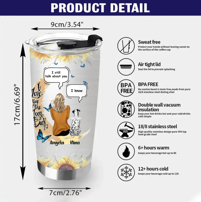 Custom Memorial Dog Mom Tumbler - Up to 4 Dogs - Memorial Gift Idea For Dog Owners - No Longer By My Side But Forever In My Heart