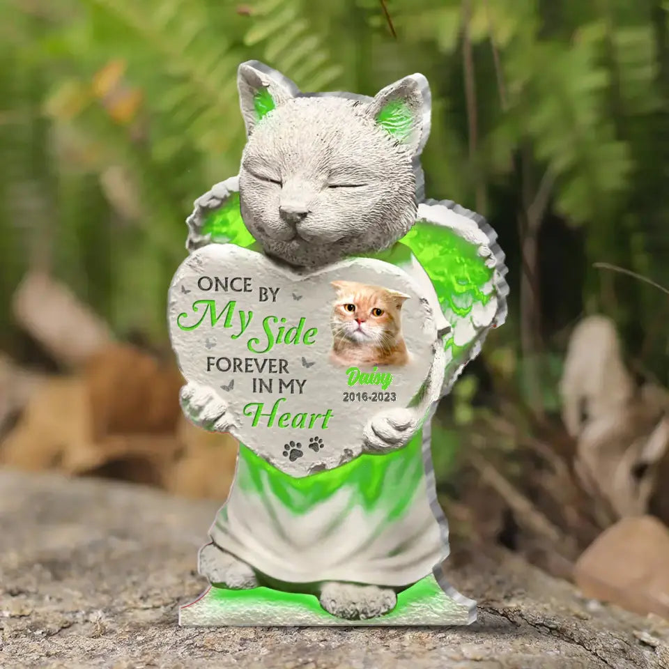 Personalized Cat Acrylic Plaque - Memorial Gift Idea For Cat Lovers - Upload Cat Photo - Once By My Side Forever In My Heart main image 1