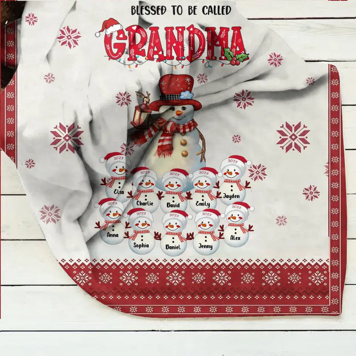 Custom Personalized Grandma Single Layer Fleece/Quilt Blanket - Upto 10 Grandkids - Christmas Gift Idea for Grandma - Blessed To Be Called Grandma