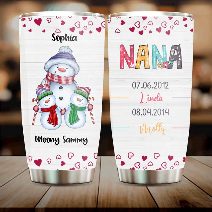 Custom Personalized Grandma Tumbler - Gift Idea For Christmas  - Upto 5 Grandkids - Nana