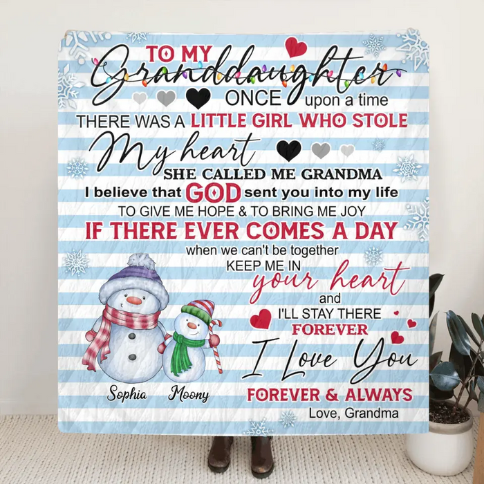 Personalized Grandma Quilt/Single Layer Fleece Blanket - Gift Idea For Grandma - Upto 5 Grandkids -   I Love You Forever & Always