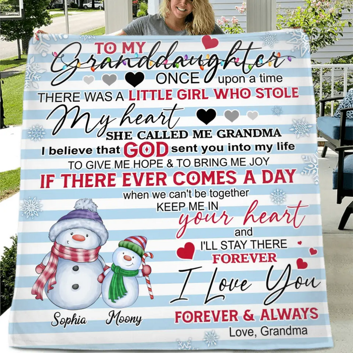 Personalized Grandma Quilt/Single Layer Fleece Blanket - Gift Idea For Grandma - Upto 5 Grandkids -   I Love You Forever & Always