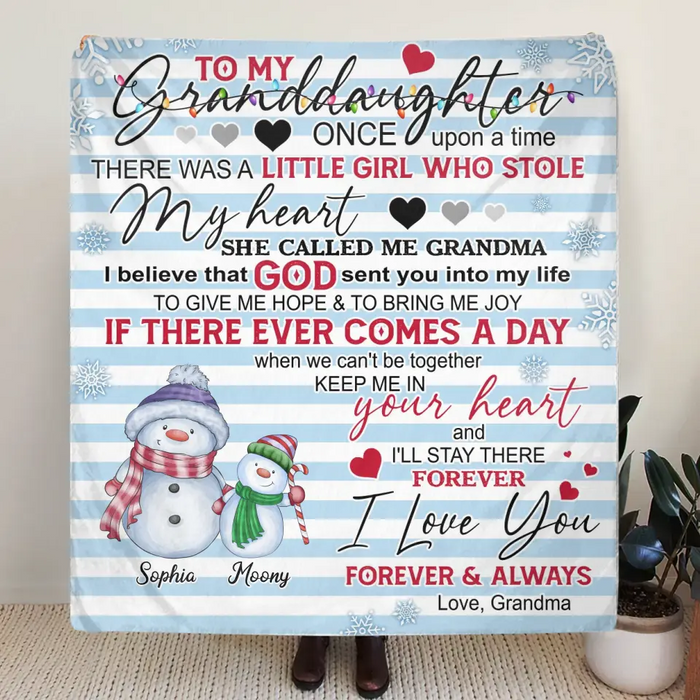 Personalized Grandma Quilt/Single Layer Fleece Blanket - Gift Idea For Grandma - Upto 5 Grandkids -   I Love You Forever & Always