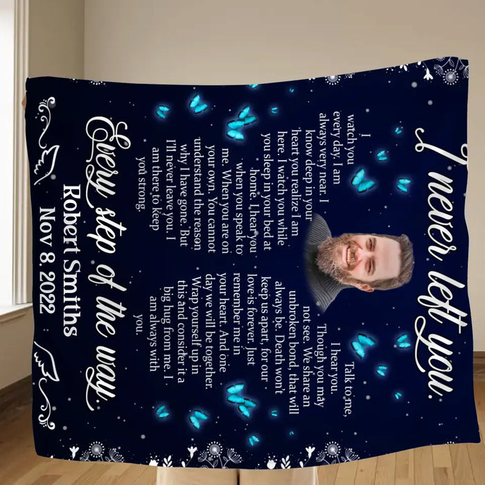 Custom Personalized Memorial Quilt/Single Layer Fleece Blanket - Upload Photo - Memorial Gift Idea For Family Member - I Watch You Every Day