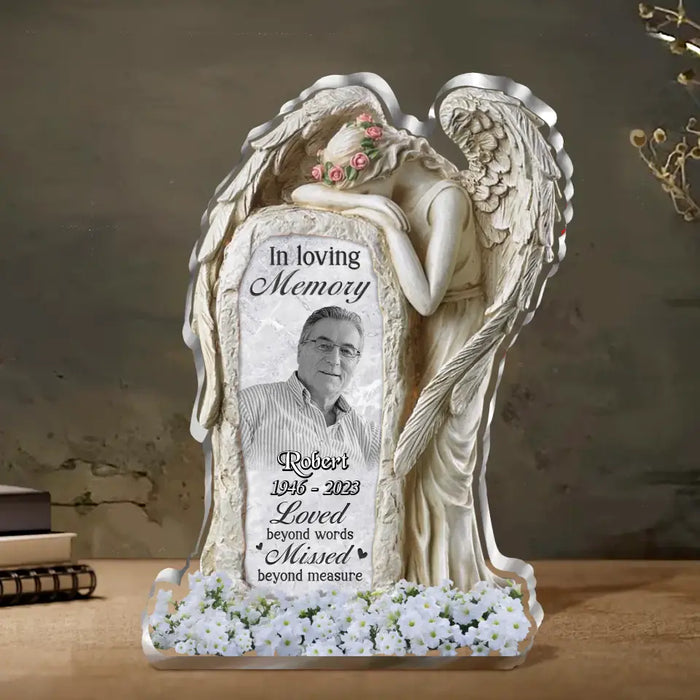 Custom Personalized In Loving Memory Acrylic Plaque - Memorial Gift Idea For Christmas/ Family Member - Upload Photo - Loved Beyond Words Missed Beyond Measure