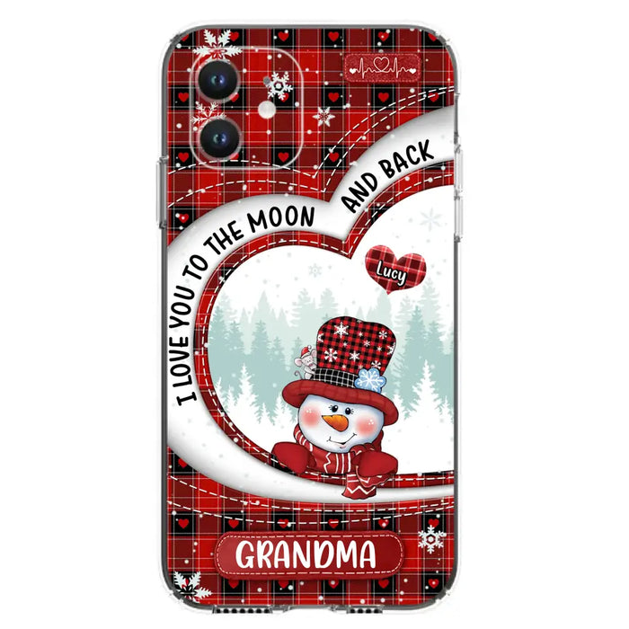 Custom Personalized Snowman Grandma Phone Case - Christmas Gift Idea For Grandma - Up to 12 Kids - Case For iPhone/Samsung - I Love You To The Moon And Back