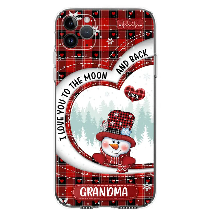 Custom Personalized Snowman Grandma Phone Case - Christmas Gift Idea For Grandma - Up to 12 Kids - Case For iPhone/Samsung - I Love You To The Moon And Back