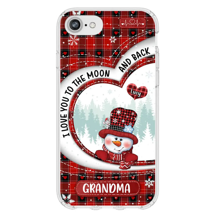 Custom Personalized Snowman Grandma Phone Case - Christmas Gift Idea For Grandma - Up to 12 Kids - Case For iPhone/Samsung - I Love You To The Moon And Back