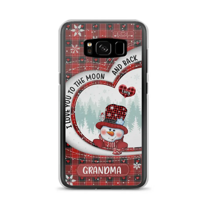 Custom Personalized Snowman Grandma Phone Case - Christmas Gift Idea For Grandma - Up to 12 Kids - Case For iPhone/Samsung - I Love You To The Moon And Back