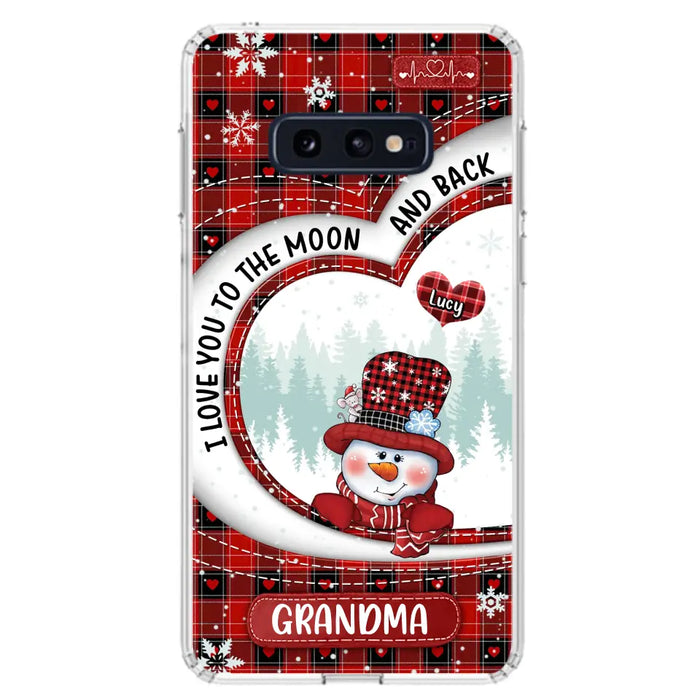 Custom Personalized Snowman Grandma Phone Case - Christmas Gift Idea For Grandma - Up to 12 Kids - Case For iPhone/Samsung - I Love You To The Moon And Back