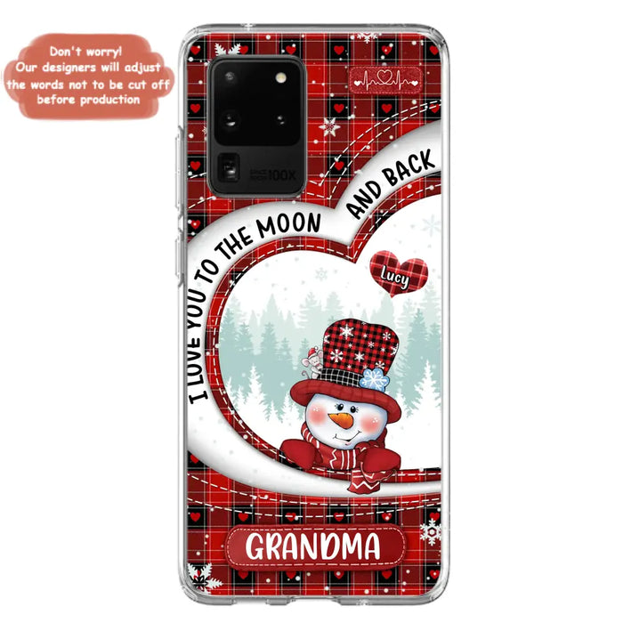 Custom Personalized Snowman Grandma Phone Case - Christmas Gift Idea For Grandma - Up to 12 Kids - Case For iPhone/Samsung - I Love You To The Moon And Back