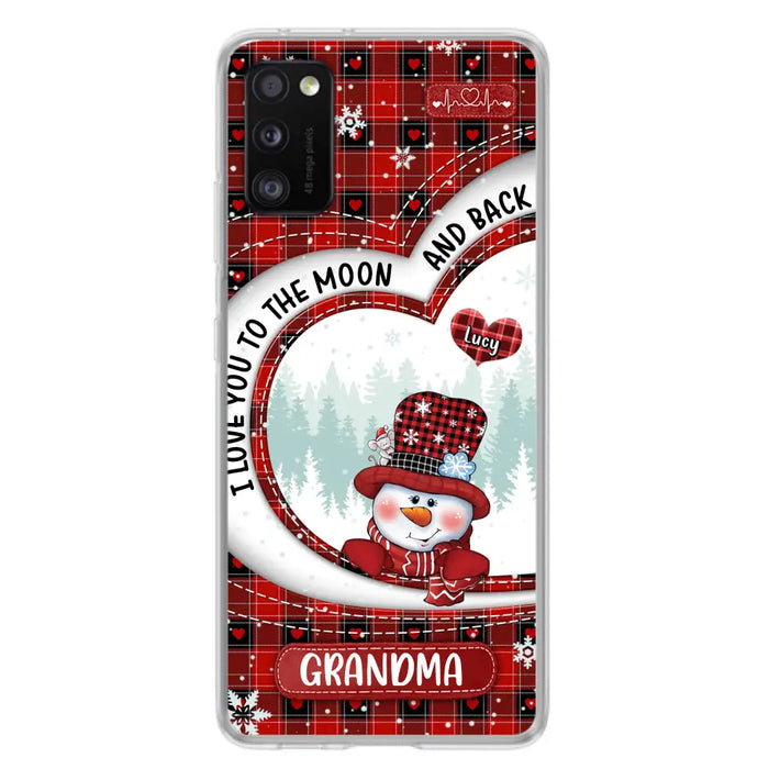 Custom Personalized Snowman Grandma Phone Case - Christmas Gift Idea For Grandma - Up to 12 Kids - Case For iPhone/Samsung - I Love You To The Moon And Back