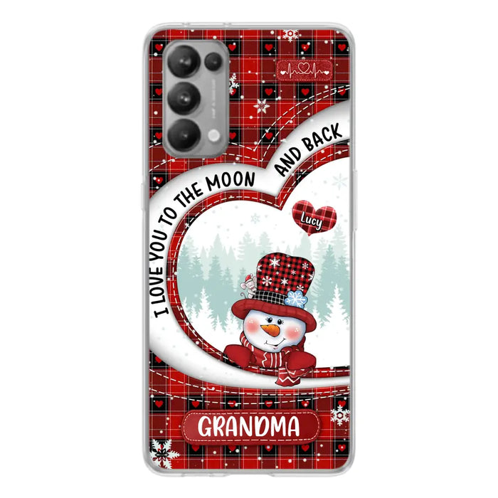 Custom Personalized Snowman Grandma Phone Case - Christmas Gift Idea For Grandma - Up to 12 Kids - Case For Xiaomi/ Oppo/ Huawei - I Love You To The Moon And Back