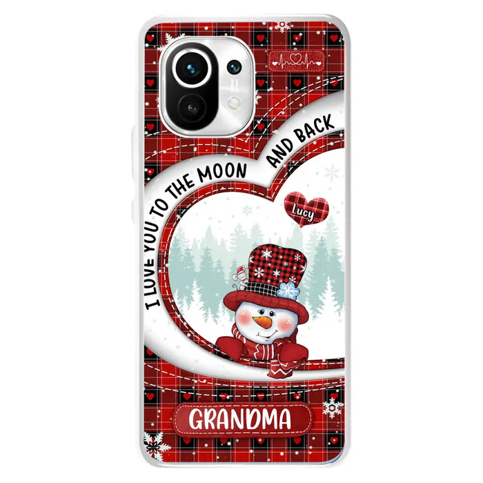 Custom Personalized Snowman Grandma Phone Case - Christmas Gift Idea For Grandma - Up to 12 Kids - Case For Xiaomi/ Oppo/ Huawei - I Love You To The Moon And Back