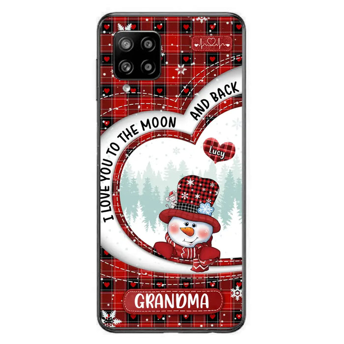 Custom Personalized Snowman Grandma Phone Case - Christmas Gift Idea For Grandma - Up to 12 Kids - Case For iPhone/Samsung - I Love You To The Moon And Back