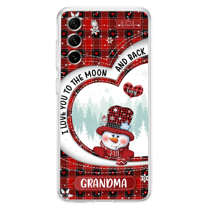 Custom Personalized Snowman Grandma Phone Case - Christmas Gift Idea For Grandma - Up to 12 Kids - Case For iPhone/Samsung - I Love You To The Moon And Back