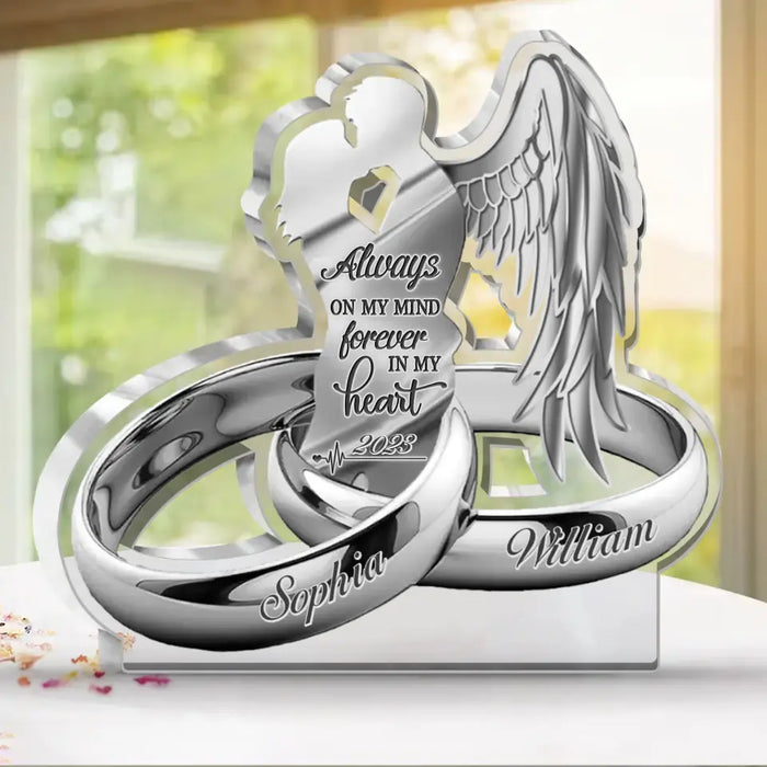 Custom Personalized Couple Acrylic Plaque - Memorial Gift Idea for Widow/Loss of Husband - Always On My Mind Forever In My Heart