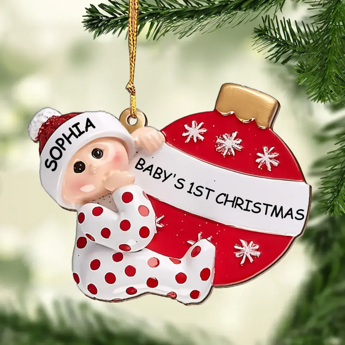 Custom Personalized Baby Acrylic Ornament - Christmas Gift Idea for Baby
