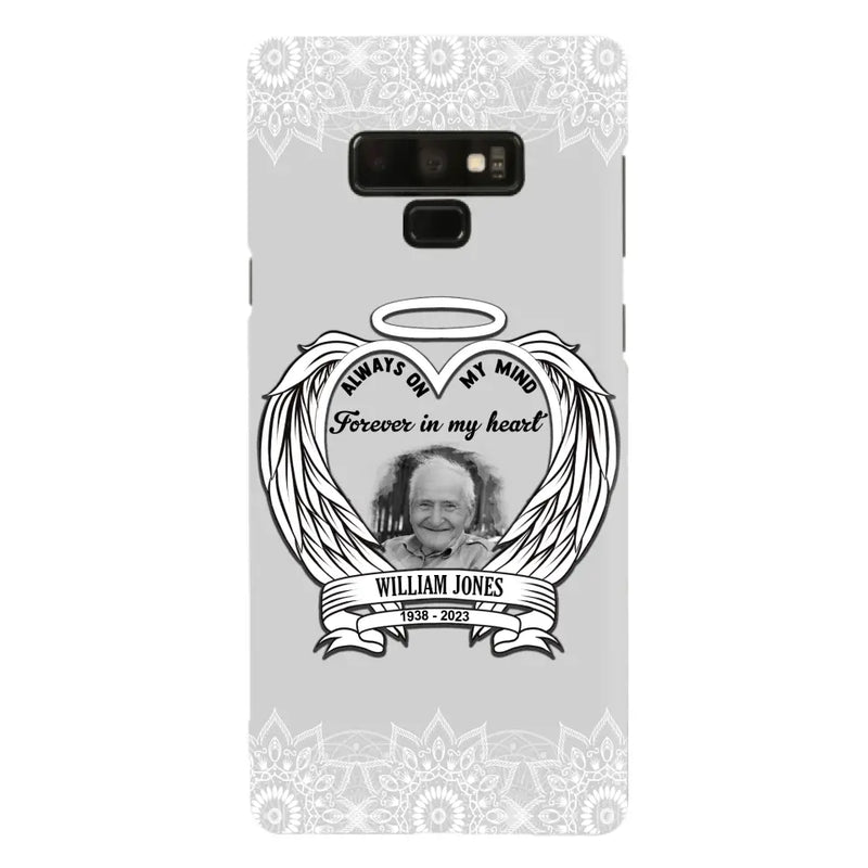 Custom Personalized Memorial Phone Case - Upload Photo - Memorial Gift Idea For Family Member - Always On My Mind Forever in My Heart - Case For iPhone/Samsung