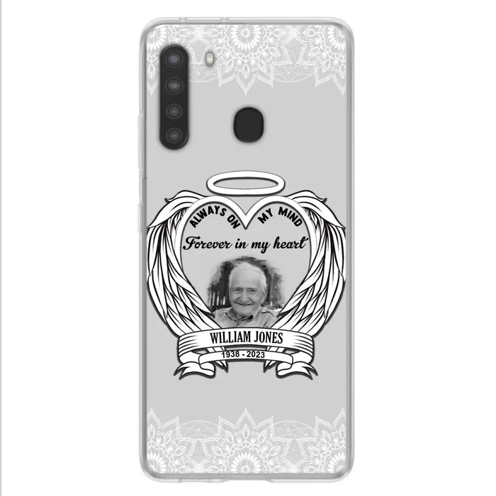 Custom Personalized Memorial Phone Case - Upload Photo - Memorial Gift Idea For Family Member - Always On My Mind Forever in My Heart - Case For iPhone/Samsung